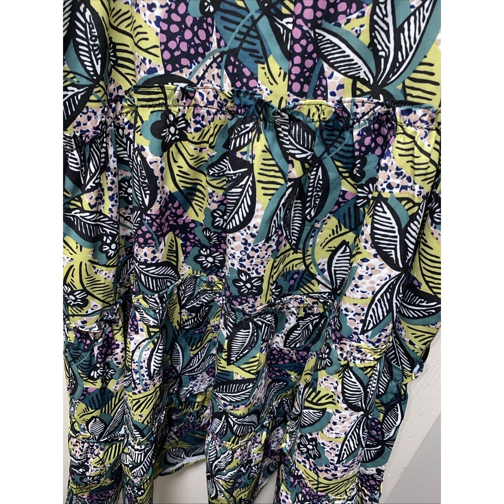 LUCCA Tropical Floral Tiered Mini Dress Boho Spaghetti Strap Women's Medium - Picture 7 of 9